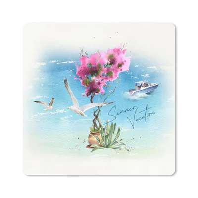 Produktbild von MuchoWow® Mauspad Mousepad Blume - Boot - Vogel 20x20 cm - Mousepads - Maus Mat - Pad - Mausunterlage - Desk Mat - Bureauartikeln