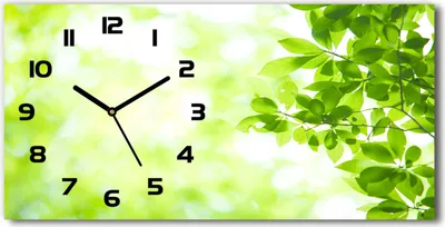 Produktbild von Wanduhr aus Glas – 60x30 cm - Glasbild - Glasuhr - Gehärtetes Glas - schwarze-zeiger - Blätter