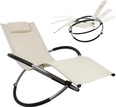Produktbild von Mucola Schaukelliege faltbar Relaxliege Sonnenliege Liegestuhl 200kg belastbar Gartenliege Strandliege Balkonliege - Beige