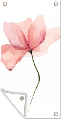 Produktbild von MuchoWow® 30x60 cm Outdoor-Poster Gartendeko Sichtschutz Garten Poster für den Garten  Blumen - Aquarell - Rosa