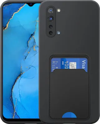 Immagine prodotto di Adatto per Oppo Reno 3 5G Custodia per telefono con supporto per schede in TPU - Custodia flessibile in silicone TPU con slot per schede - Nero - Smartphonics