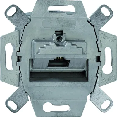 Close-up view of the back of a network data socket, showing connection terminals and mounting brackets.