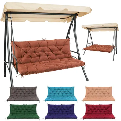 Produktbild von NACATIN Hollywoodschaukel Auflage, Schaukelkissen mit Rückenlehne & Befestigungsriemen, wasserdicht rutschfest Gartenkissen für Gartenbank,Dunkelbraun