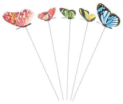 Produktbild von Schmetterling Gartenstecker - 5 Stück Set mit realistischer Optik - Dekoration für Blumenbeete und Außenbereiche - Bunt