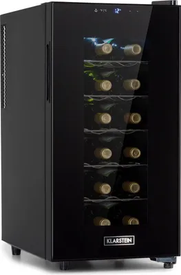 Image de Klarstein Cave a Vin, Réfrigérateur à Vin sur Pieds avec Porte en Verre, Cave à Vin de Vieillissement, Prosecco, Bière, Ecran Tactile, Réfrigérateur Bar, Frigo, Protection UV, 11-18°C, 18 Bouteilles