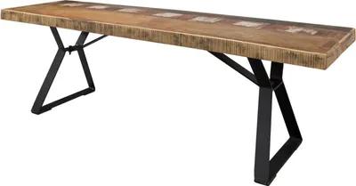 Image de MASSIVMOEBEL24 | Banc 150x40 Bois de récupération laqué Multicolore INDUSTRIAL #14