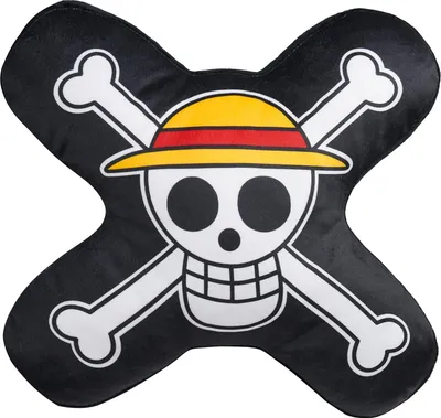 Produktbild von One Piece Zierkissen mit Füllung und Bezug, 3D Anime Kinderzimmer Kissen 37 x 34,5 9,5 cm - Merch für Kinder