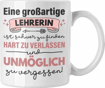 Produktbild von Trendation - Lehrerin Geschenk Tasse Geschenkidee Lustig Danke Sprüche Dankeschön Grundschule (Weiß)