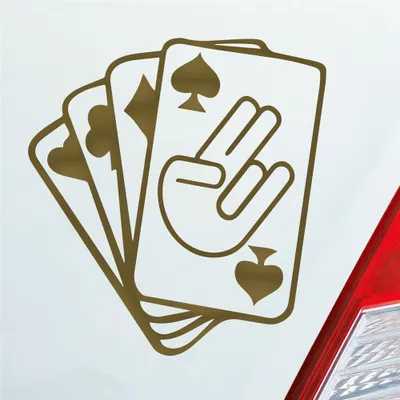 Produktbild von Auto Aufkleber Spielkarten Shocker Poker Tuning 10x10 cm Gold Sticker Heckscheibenaufkleber