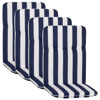 Produktbild von NYVI Hochlehner Auflagen Hawaii 4er Set - 114x47 cm Blau Weiß Gestreift - Gartenmöbel Auflage mit 5 cm Polster und Gummi-Halteband