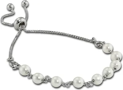 Produktbild von Armäleon Armbänder weiße Perlen Armschmuck 925 Sterling Silber Damen ARS011W