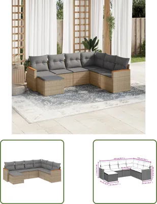 Produktbild von The Living Store 7-tlg. Garten-Sofagarnitur mit Kissen Beige Poly Rattan