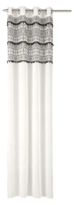 Produktbild von Ösenvorhang "Letizia"- Farbe weiß-grau - Größe (HxB) 245x135cm