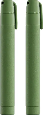 Two green water filter straws are shown side-by-side against a white background.