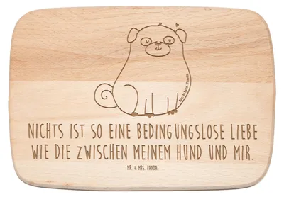 Produktbild von Mr. & Mrs. Panda Holz Servierbrett Mops - Transparent - Geschenk, Hund, Frühstücksbrettchen, Hundemama, Holzbrettchen, vesperbrett, Pure Liebe, Holzbrett, Schneidebrett
