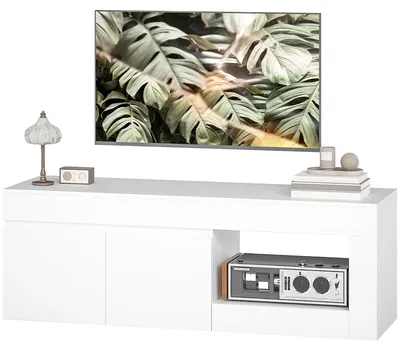 Produktbild von HOMCOM TV Schrank TV Board mit 2 Türen, Offenem Fach für Wohnzimmer Weiß