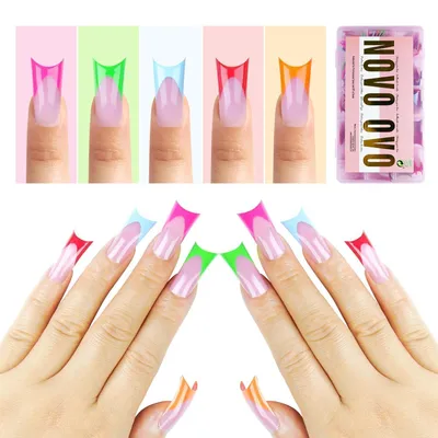 Produktbild von Künstliche Nagelspitzen French Tip Duck Feet 150 Stück 15 Größen 5 Mischfarben Gel Mondkurve