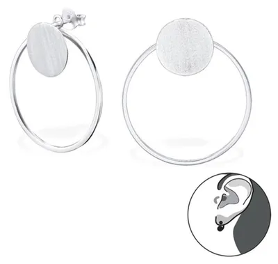 Produktbild von Doppel Ohrringe: Ohrstecker Creolen Silber Ohrhänger "Kreis"