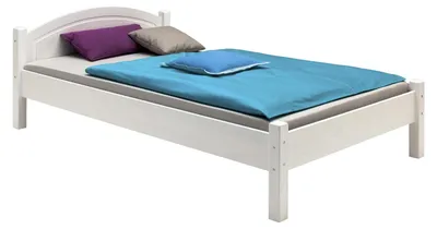 Zdjęcie produktu dla Łóżko MARIE z litego drewna, jednoosobowe, wymiar 90 x 200 cm, wykonane z drewna sosnowego, malowane na biało, z zagłówkiem