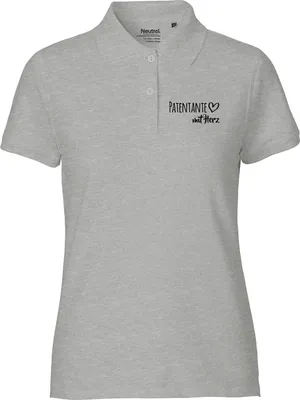 Produktbild von Huuraa Damen Polo Shirt Patentante mit Herz S Sport Grey Bio Baumwolle Fairtrade Poloshirt Geschenkidee