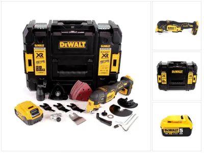 Immagine prodotto di Multitool a batteria DeWalt DCS 356 NT 18 V Brushless + 1 batteria da 5,0 Ah + 19 accessori + TSTAK - senza caricabatterie
