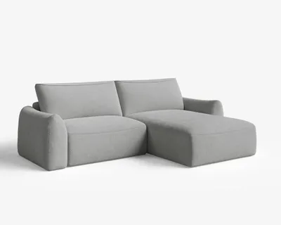 Produktbild von Ecksofa mit Schlaffunktion und Bettkasten Couch RECHTS Hellgrau Gino VIBE 86