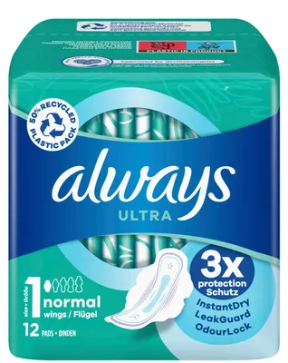 Produktbild von Always Ultra Dünne Binden, Normal, mit Flügeln, 12 Stück