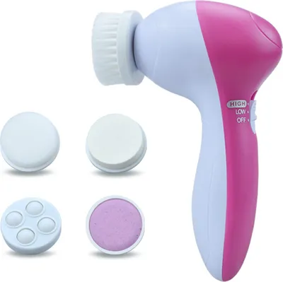 Produktbild von 5 In 1 Elektrische Gesichtsbuerste Gesichtsreinigungsbuerste Gesichtswaschgeraet Handheld-Gesichtsreiniger Batteriebetriebenes Make-up-Entfernungswerkzeug