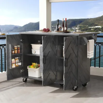 Produktbild von Kücheninsel, Buffetschrank,Servicewagen, mobile Kücheninsel, ausziehbarer Küchenwagen mit Rädern 118*45(75)*92cm