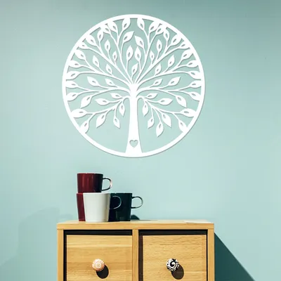 Image de Wallity, Ağaç- SKL1395, Blanc, Autres décorations pour la maison, 58 x 58 cm, 100% bois (épaisseur : 8 mm)