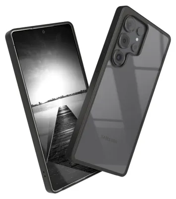 Produktbild von EAZY CASE Clear Hybrid Bumper Hülle für Samsung Galaxy S25 Ultra, Handyhülle stoßfest mit Kameraschutz, Handycase dünn in Schwarz
