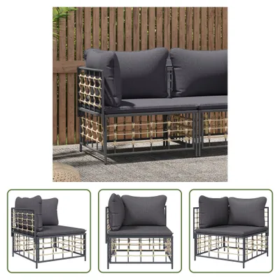 Produktbild von The Living Store Garten-Ecksofa mit Dunkelgrauen Kissen Poly Rattan