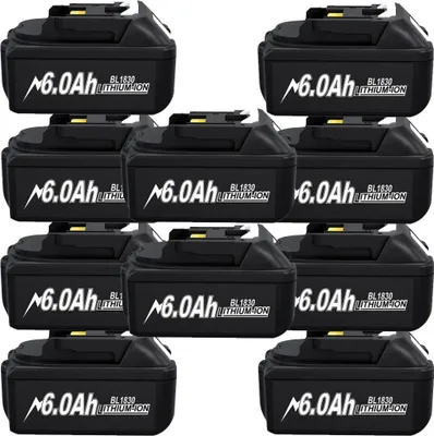 Obrázek produktu pro Kompatibilní 18V baterie pro nářadí Makita, náhradní baterie, fialová, 10 kusů, vhodná pro BL1830/BL1860/BL1890