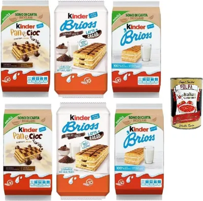 Produktbild von Kinder Pan e Cioc & Brioss, Sortiment aus Milch- und Schokoladengebäck, 6er-Pack, 290g + Italian Gourmet polpa 400g