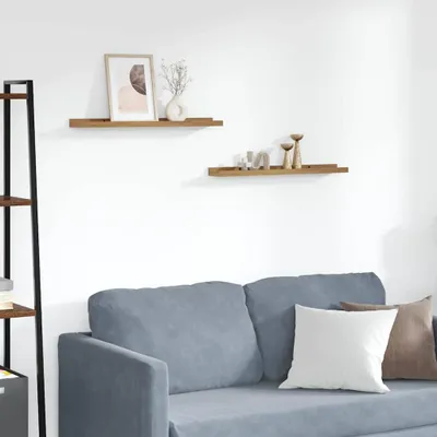 Obrázok produktu pre Maison Exclusive – Nástenné police, 2 ks, hnedé, 60 x 9 x 3 cm, drevovláknitá doska