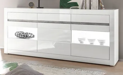 Produktbild von Sideboard "Nobile" in weiß Hochglanz grau Kommode 217 x 90 cm