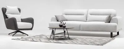 Produktbild von Garnitur Stoffsofa Zweisitzer Sofa Sessel Counch Polstersofa Grau