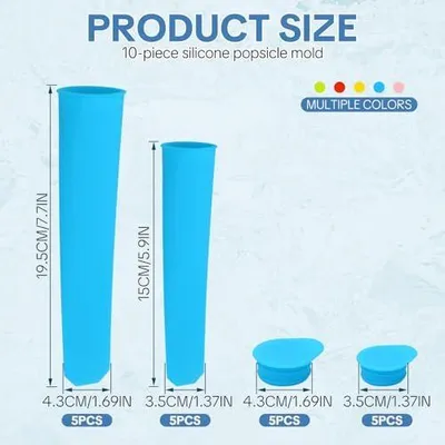 Produktbild von 10 Stück Eisformen Silikon, Eis am Stiel Wassereis Eisformen, 5 Große & 5 Kleine Eis am Stiel Formen, Popsicle Ice Pop Maker Set, BPA Frei, Wiederverwendbar