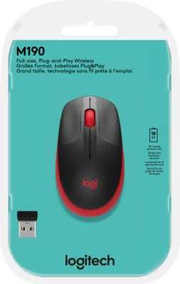 Immagine prodotto di Mouse wireless Logitech M190 nero, rosso