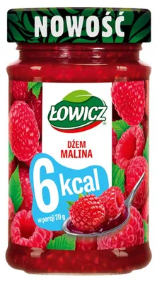 Obrázok produktu pre Džem z malín značky Łowicz, bez pridaného cukru, obsahuje sladidlá, 200 g