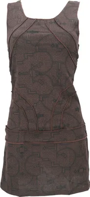 Produktbild von Ethno Minikleid, Festival Goakleid mit Overlock - Braun/beige, Damen, Baumwolle, Größe: XL