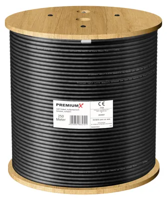 Produktbild von Premium X CAT 7 Outdoor Netzwerkkabel 250m S/FTP 10 Gbit/s PE AWG23/1 Simplex schwarz