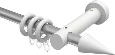 Produktbild von Interdeco Gardinenstange / Vorhangstange Silbergrau / Weiß, Typ Talena Siveo (Kegel), 20 mm Ø 1-läufig, 400 cm