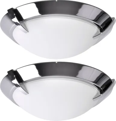 Produktbild von 2er Set LED Deckenleuchte, chrom, Glas satiniert, D 27 cm