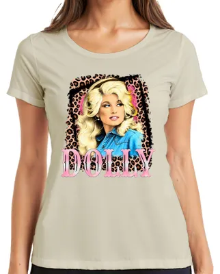Obrázok produktu pre Dámske tričko s motívom Dolly Parton, country speváčky, "Western" štýl, prírodná farba, veľkosť M