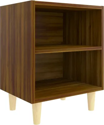 Image de Table de chevet avec pieds en bois Chêne marron 40x30x50 cm