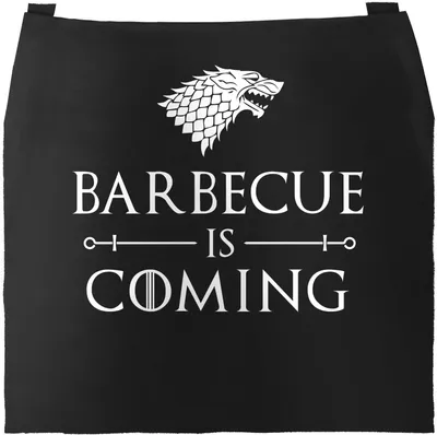 Produktbild von Grill-Schürze für Männer mit Spruch Barbecue Is Coming Grillen Spruch lustig Baumwoll-Schürze Küchenschürze Moonworks® schwarz unisize