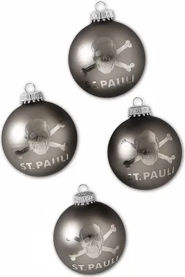 Produktbild von FC St. Pauli - Christbaumkugeln Totenkopf - grau