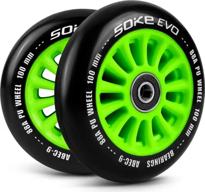 Zdjęcie produktu dla Zielone koła do hulajnogi 100 mm, 2 szt