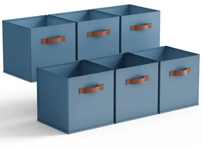 Immagine prodotto di Set di 6 scatole portaoggetti in tessuto con maniglie - Colore kaki